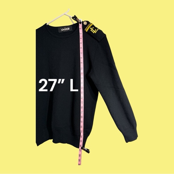 OGGI Miami Beach Crewneck Cashmere ? Pullover Crewneck Sweater Black - Picture 2 of 4